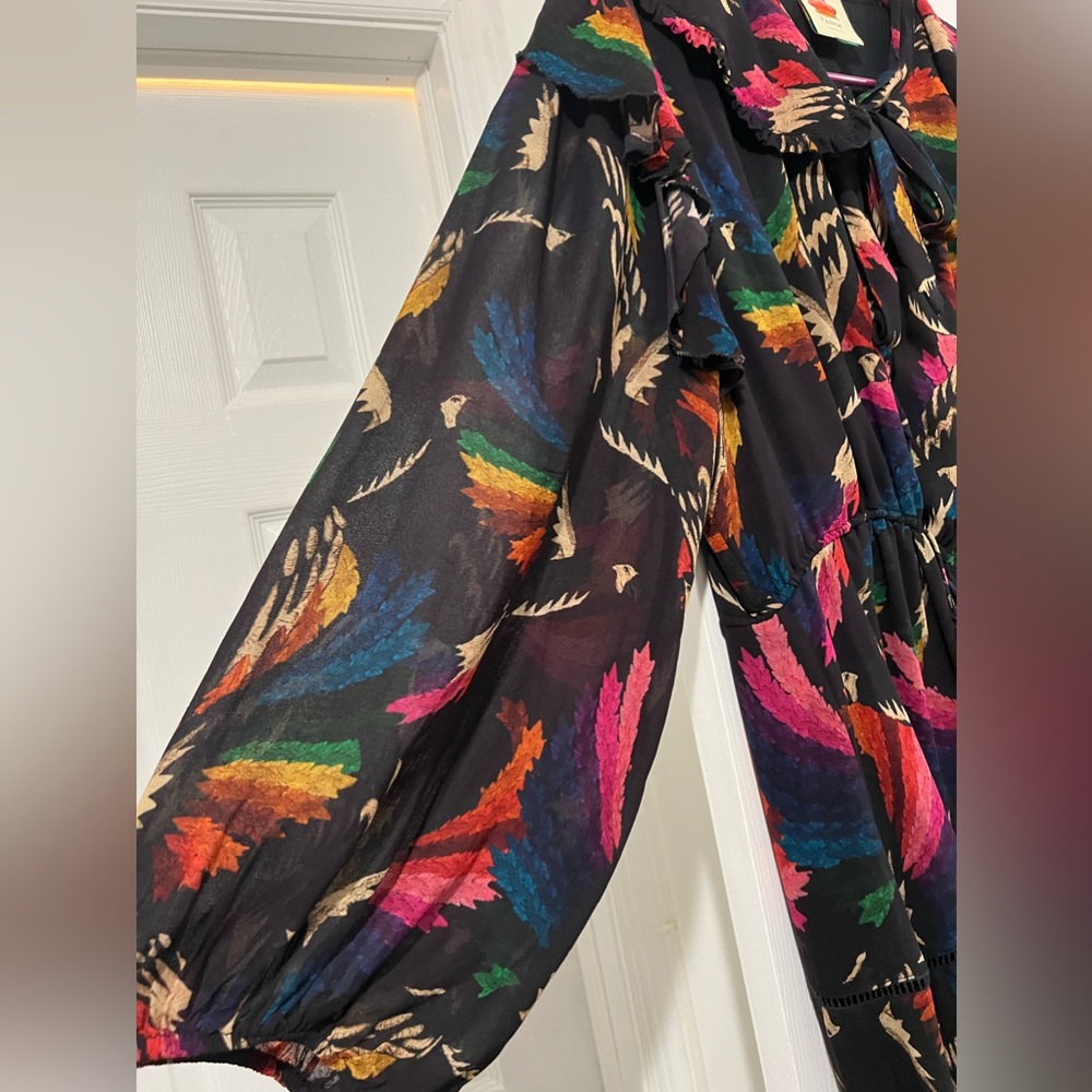 Farm Rio - Macaws Flight Tie-Neck Ankle Dress - Picture 6 of 11